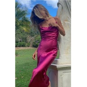 LAST CHANCE Princess Polly Lioness Pink Cowl Neck Midi Dress